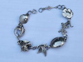Silbernes 925 Bettelarmband mit Tiermotiven Sealife