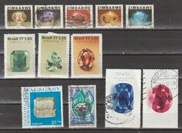 Timbres Collection pierres précieuses Zimbabwe, Brésil, F...