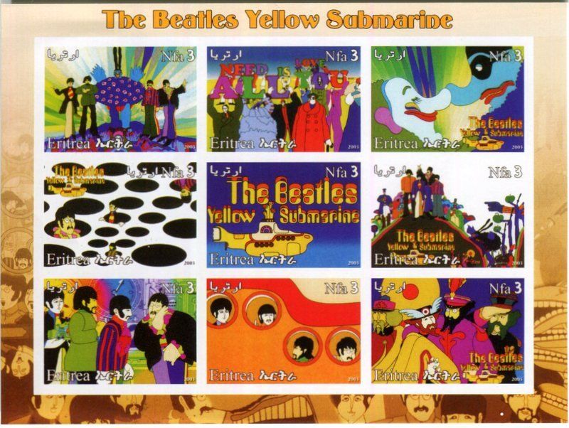 Tous les timbres: Block "The Beatles". Eritrea – Neuf avec emballage d'origine à Basel par Butsch5