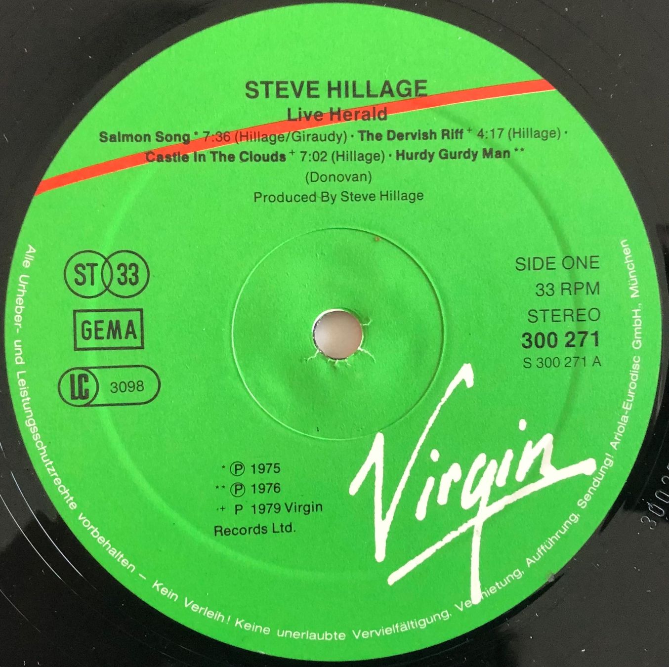 Dischi in vinile: STEVE HILLAGE - LIVE HERALD – Usato da Poliez-Pittet venduto da Newtown-Records 2