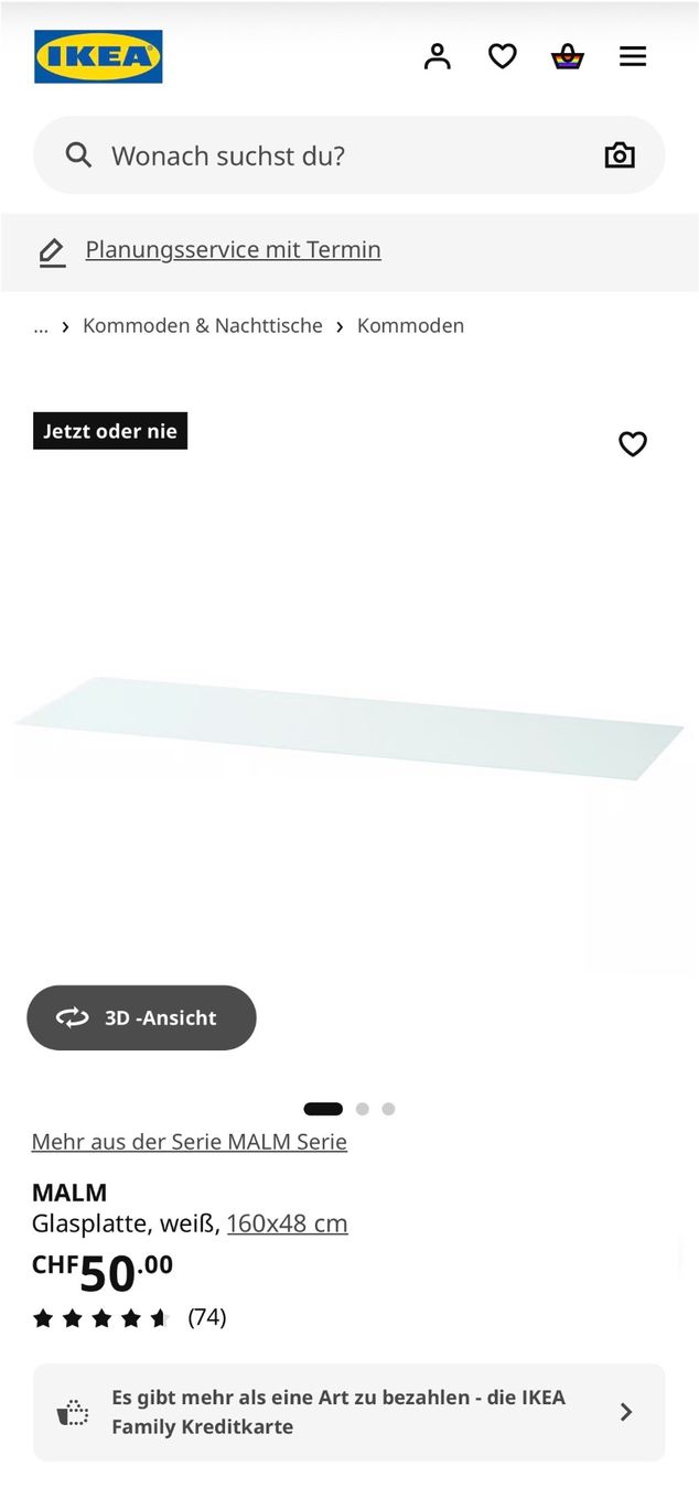 Ikea Cassettiere: Ikea Kommode 6 Schubladen mit Glasplatte & Diamant-Griffen – Usato da Aesch BL venduto da CollectorsBest 3