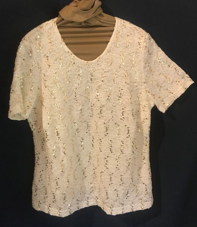 Festliches Shirt Mit Glitzer Weiss