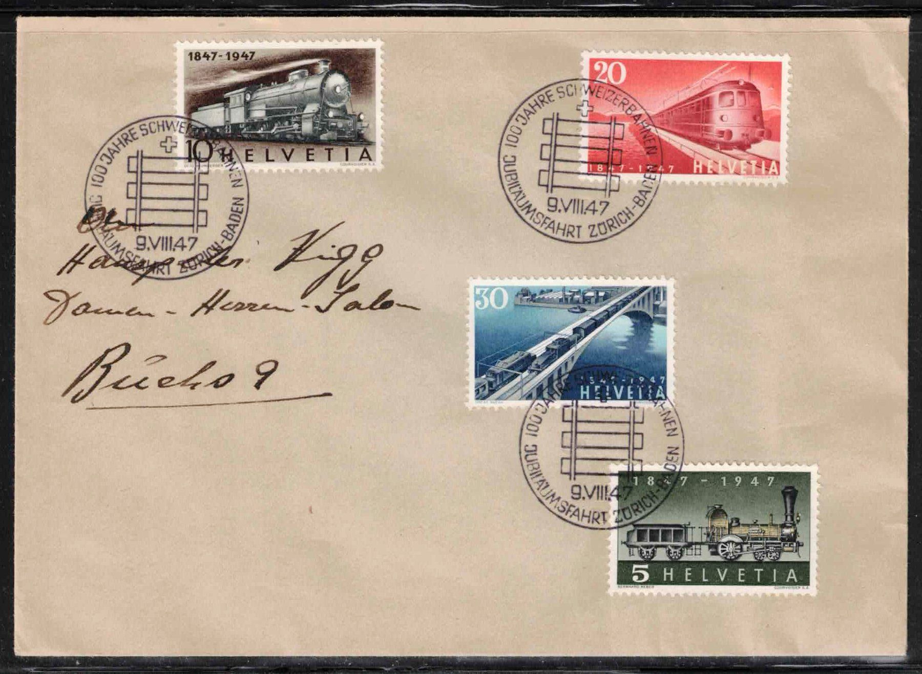 Tutti i francobolli: 1947, 100 Jahre Eisenbahn auf FDC – Nuovo (secondo la descrizione) da Nuglar venduto da Stamp88