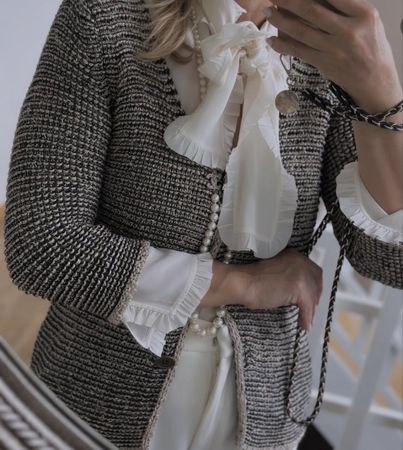 Zara Strickjacke Mehrfarbig Gestreift mit Lurex