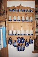 Keramik-Becher-Tassen-Set blau/grau, 28-teilig!