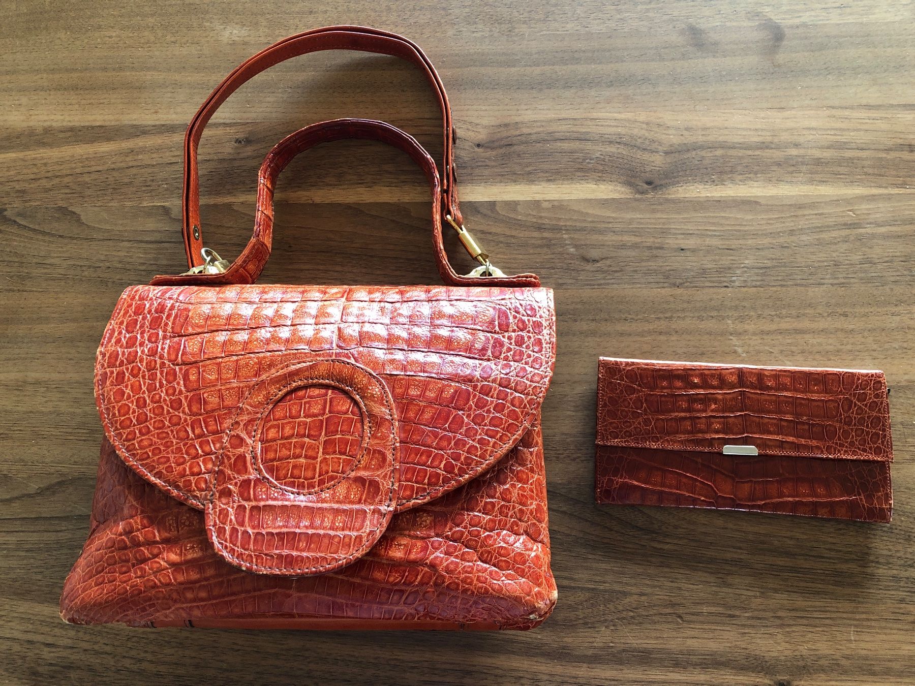 Borse da donna: Tasche Leder Ledertasche Kroko  Orange Vintage – Usato da Zollikofen venduto da lorik007 1