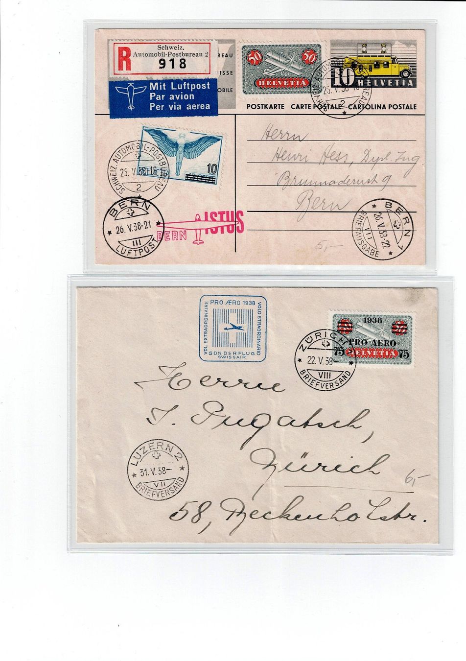 Tous les timbres: Schweiz, 9 Flugpostbelege 3 – D'occasion à Hinteregg par McCharly01 1