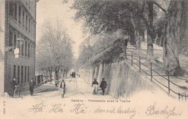 Genève, Promenade sous la Treille, Stabstempel circulée 1900