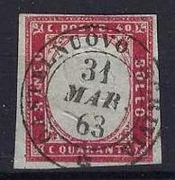 Sardinien 1855/63 40 Centesimi mit LUXUS Voll-31.März.63