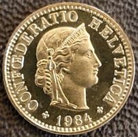 5 Rappen Schweiz 1984 pp / aus Münzsatz/in einer Münzkapsel