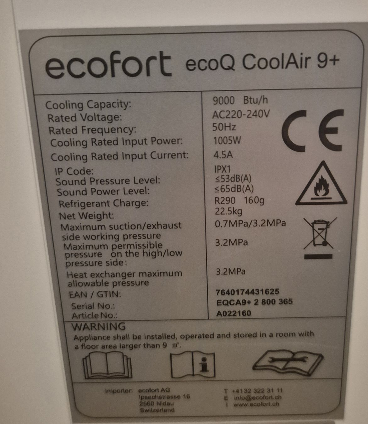 Ecofort Climatiseurs: Ecofort CoolAir 9+ – D'occasion à Hefenhofen par sch_fm65 2