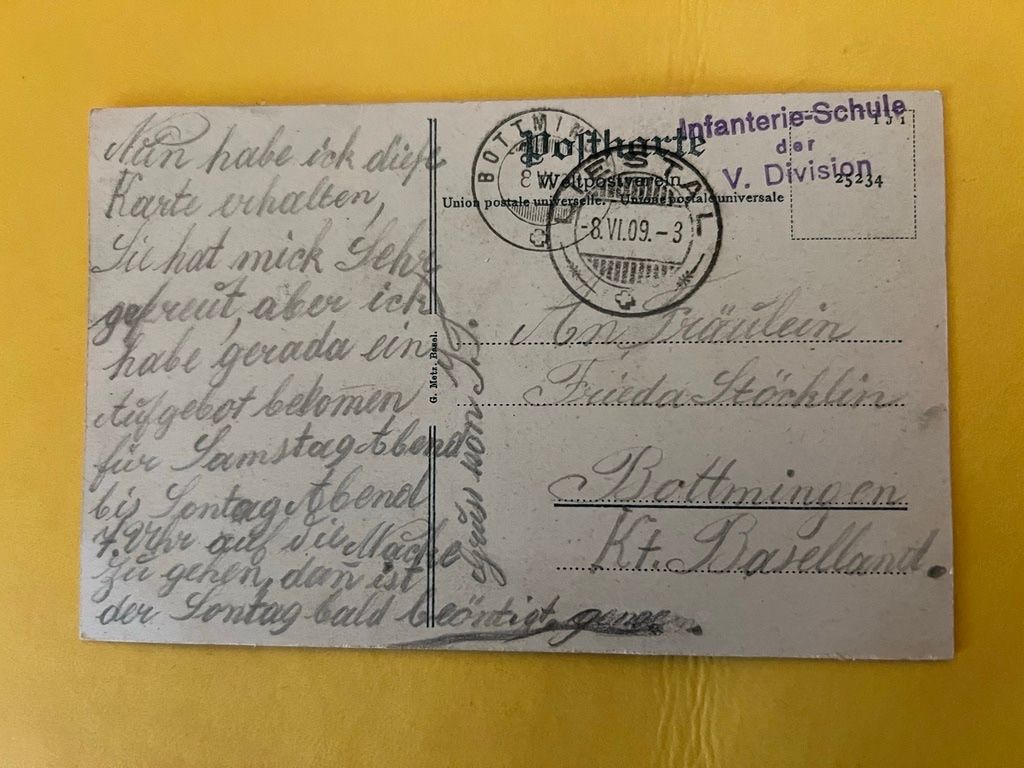 Cartoline postali: KASERNE VON LIESTAL MIT ARMEESTEMPEL 1909 – Usato da Steinach venduto da Momoco 1