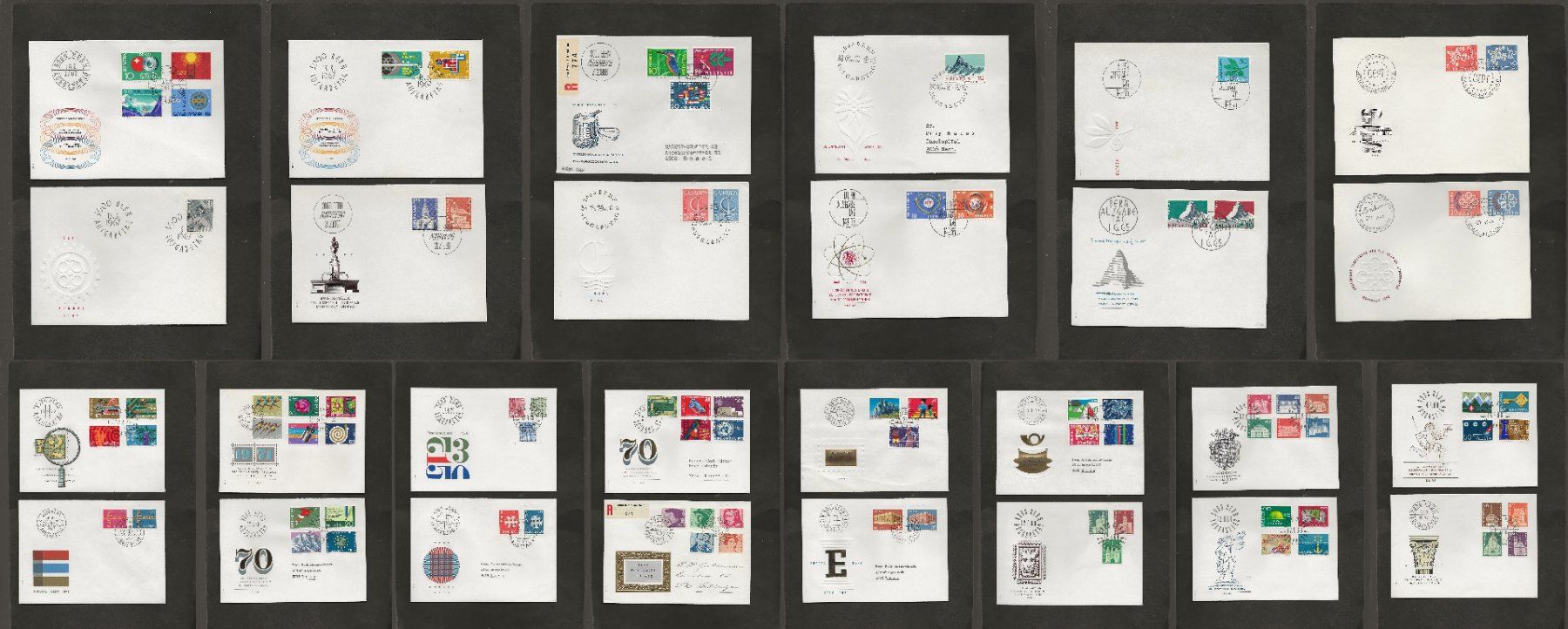 Alle Briefmarken: Schweiz 28 FDC 1959 bis 1972 – Gebraucht aus Au ZH von xelagreb01