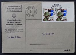 1939, Aargau AG Soldatenmarke ungezähnt, Bogenecke, Feldpost