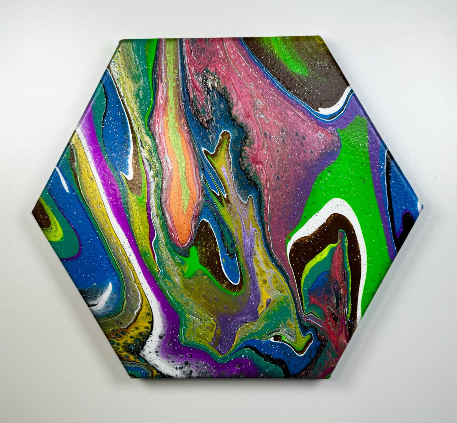 Dipinti: Acryl-Flüssigmalerei, Sechseck – Usato da Schlieren venduto da MayaSheng1983
