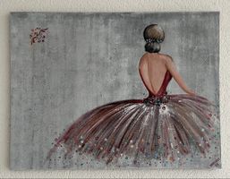 Acrylbild, Ballerina im roten Kleid