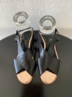 ROBERT CLERGERIE: Elegante Leder-Sandalen, Schwarz/Gold, 37