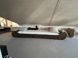 Rattan Daybed mit Matratze dunkelbraun gebraucht
