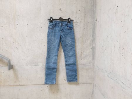 Jeans KIDS, bleu denim plutôt clair, froufrou, fille, 134