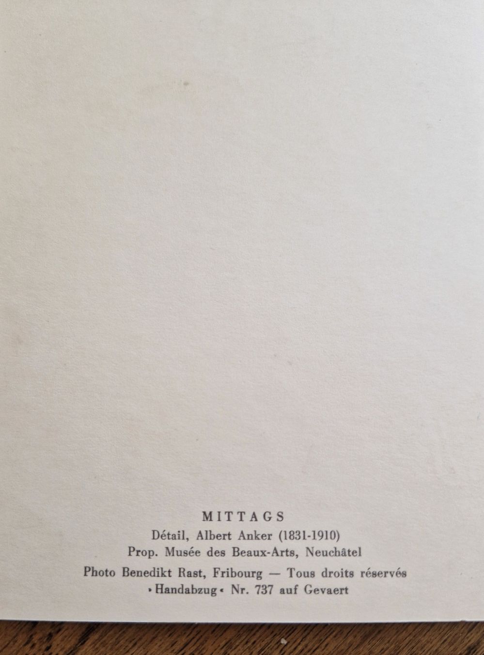 Poster & Bilder: Albert Anker "Mittags", Photo Handabzug – Gebraucht aus Ebikon von Donar50 1