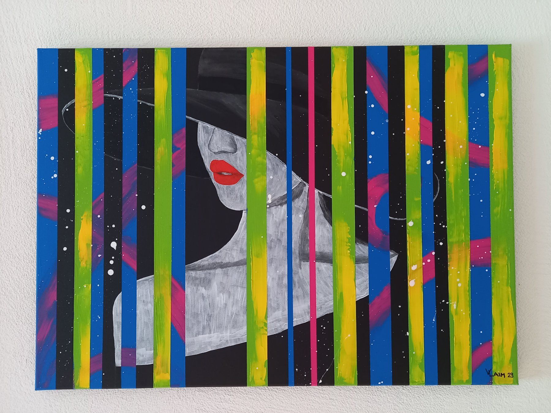 Tableaux: Acryl-Gemälde / Bild, Dame mit Hut abstrakt – Neuf (Voir description) à Chur par vic_sg6l