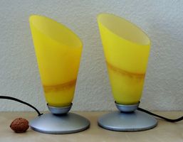 Pire de lampes vintages en verre opalin et métal, 1970s