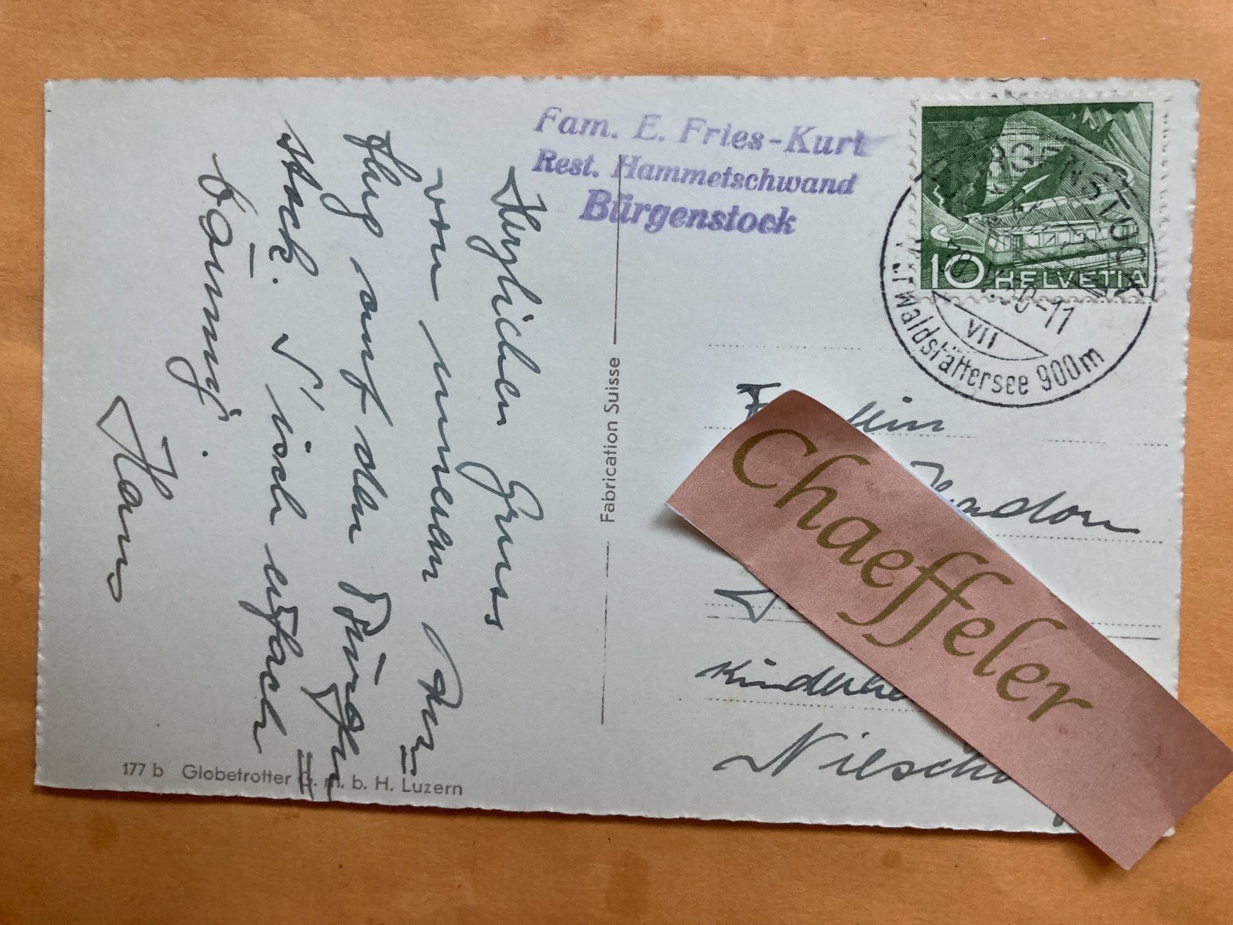 Cartoline postali: Bürgenstock - Hammetschwand – Usato da Zürich venduto da Chaeffeler 1