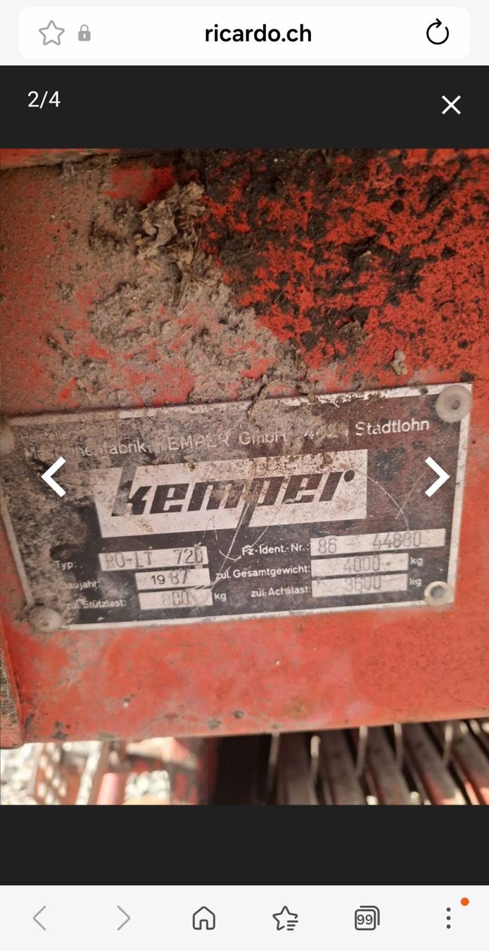 Kemper Rimorchi: Kemper Ladewagen RO-LT 720 gebraucht – Usato da Schachen LU venduto da Same_Power_95 1