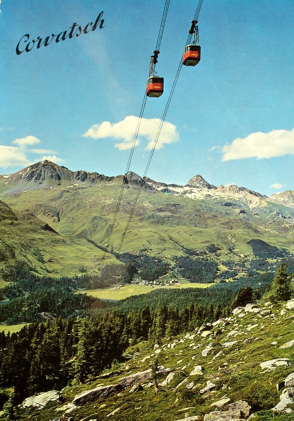 Cartoline postali: ST. MORITZ SILVAPLANA Corvatsch-Bahn - Luftseilbahn – Usato da Jona venduto da philajona