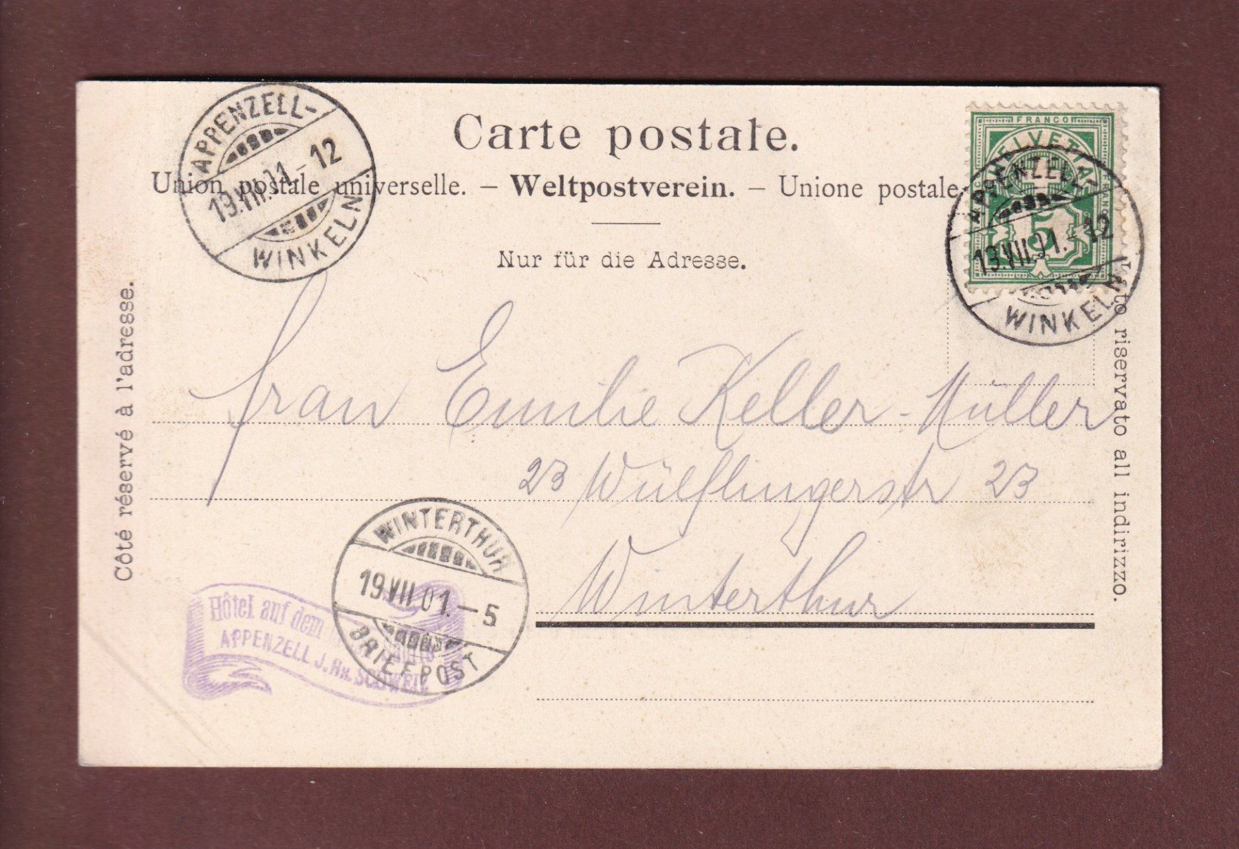 Cartoline postali: SÄNTISGIPFEL - 1901 – Usato da Pully venduto da nicecards 1