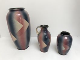 Sehr schönes 3er Set Design Vasen Bay Keramik 60er - 70er