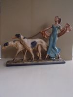 Dame mit Windhunden, Art Déco Figur, Rarität, Top! gross