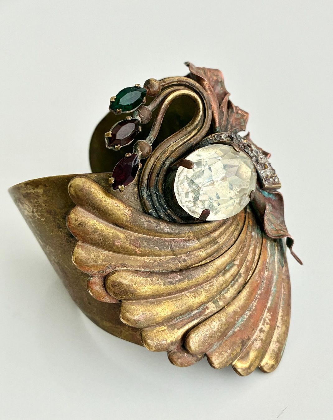 Spille & Fermagli: Antiker Modeschmuck Armspange/Brosche Messing m. Glassteinen – Usato da Kloten venduto da Nephty 9