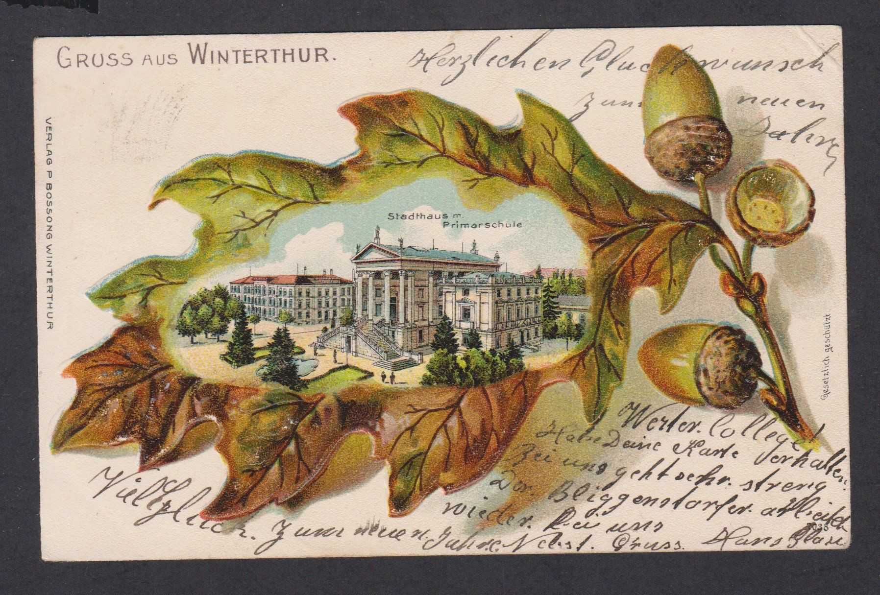 Cartoline postali: Winterthur   :   alte Ansichtskarte Präge-Litho von1901 – Usato da Vitznau venduto da Ropaku