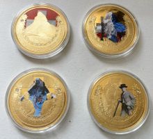 4 Matterhorn Medaillen vergoldet 70mm mit Steinen