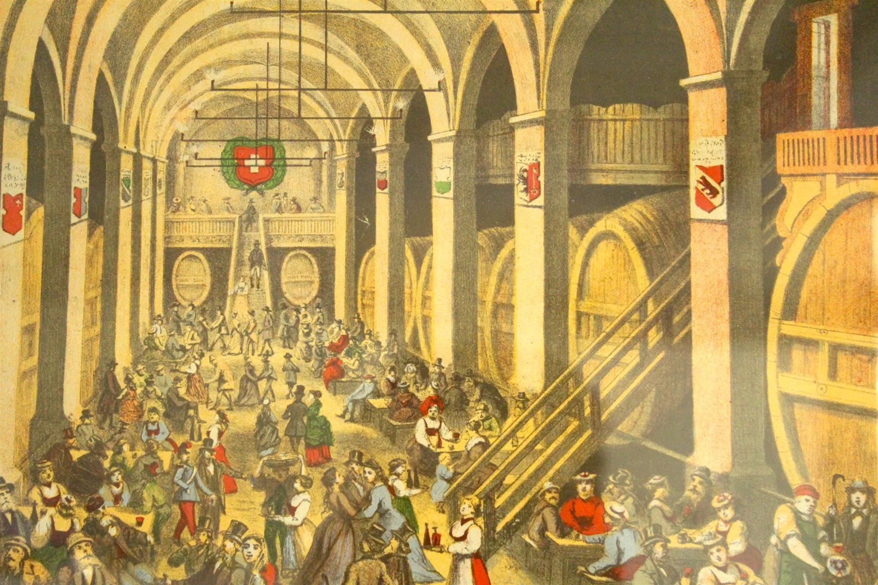 Incisioni: KORNHAUSKELLER BERN (Schweiz, 19. Jh.) – Usato da Bern venduto da Vintageprints