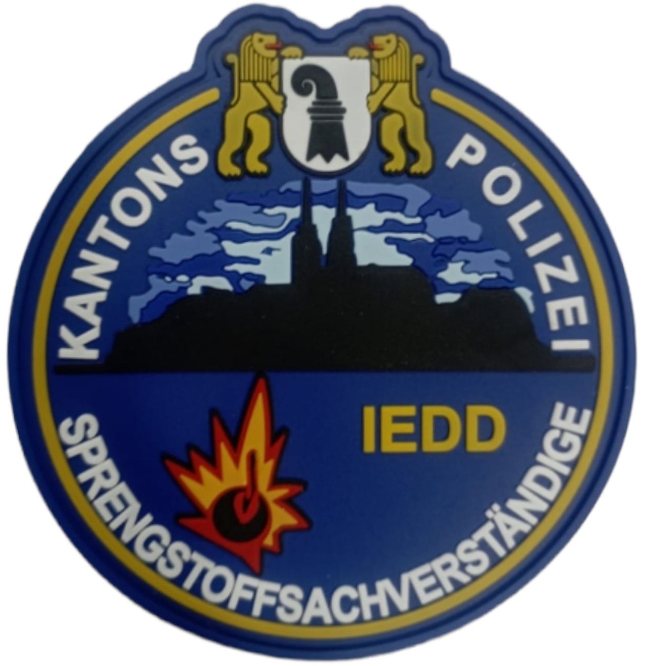Swiss Plaketten & Abzeichen: KaPo BASEL IEDO  SPRENGSTOFF mit Klett – Neu und originalverpackt aus Emmenbrücke von F.ingl-1947