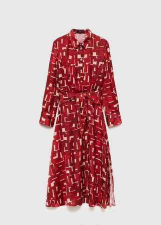 MANGO Red Patterned Midi Dress, MEW MEDIUM