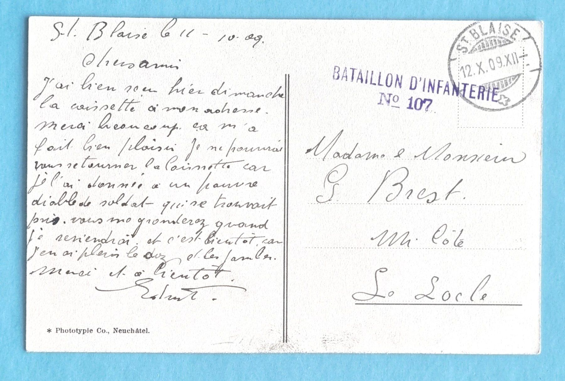 Cartoline postali: St-Blaise - La Gare - Bahnhof - Feldpost - 1909 – Usato da Rothrist venduto da RROENK 1