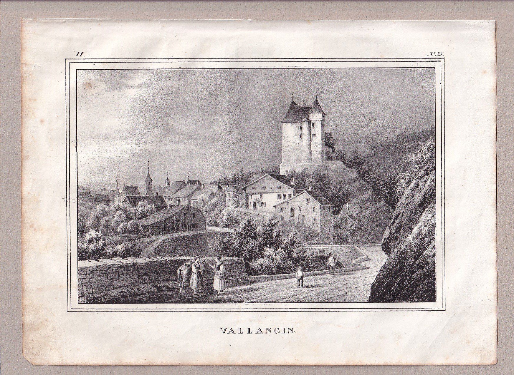 Incisioni: VALANGIN, LITHOGRAPHIE VON 1836-1845 – Usato da Grüningen venduto da Kartensammler 1