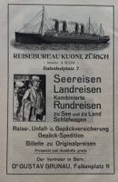 Vintage Reklame, Kuoni Reisen, Zürich, Schiff