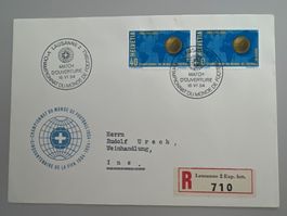 1954 Fussball WM Bern 2 Einges. Briefe Eröffnung+Endspiel