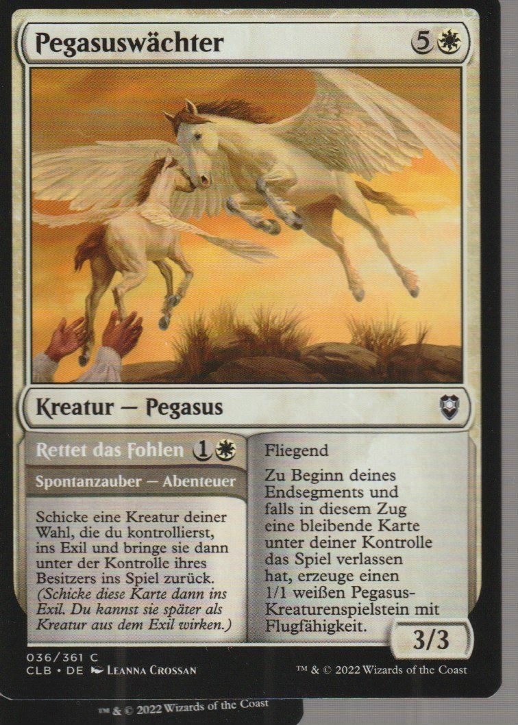 Magic The Gathering Sammelbilder & Trading cards: TCG Magic The Gathering MTG CLB  036 Pegasuswächter – Neu (gemäss Beschreibung) aus Vezia von Aquarius_Age