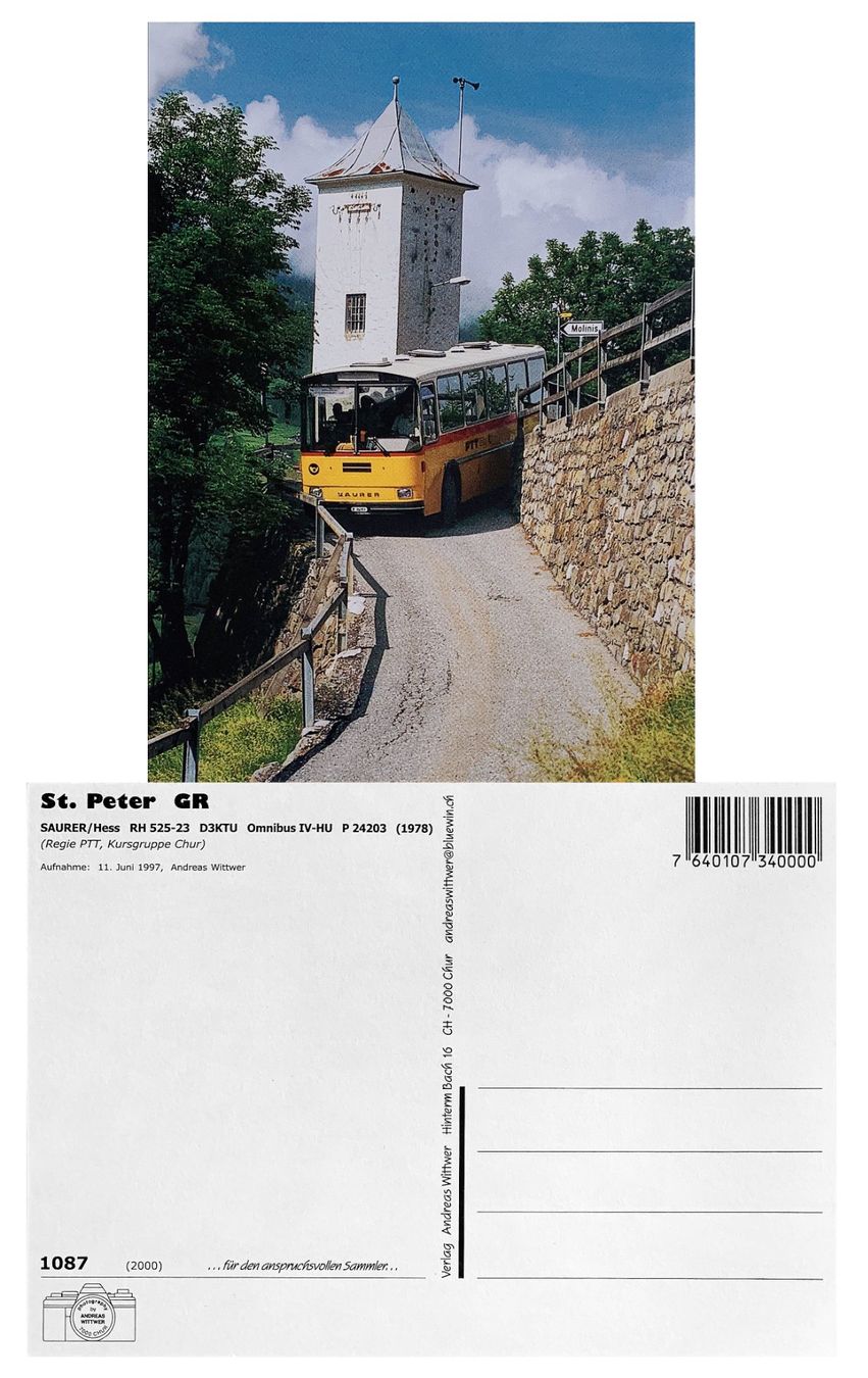 Cartoline postali: St.Peter Arosa Plessur Schanfigg Postauto Saurer RH525-23 – Nuovo (secondo la descrizione) da Bern venduto da AWiBe
