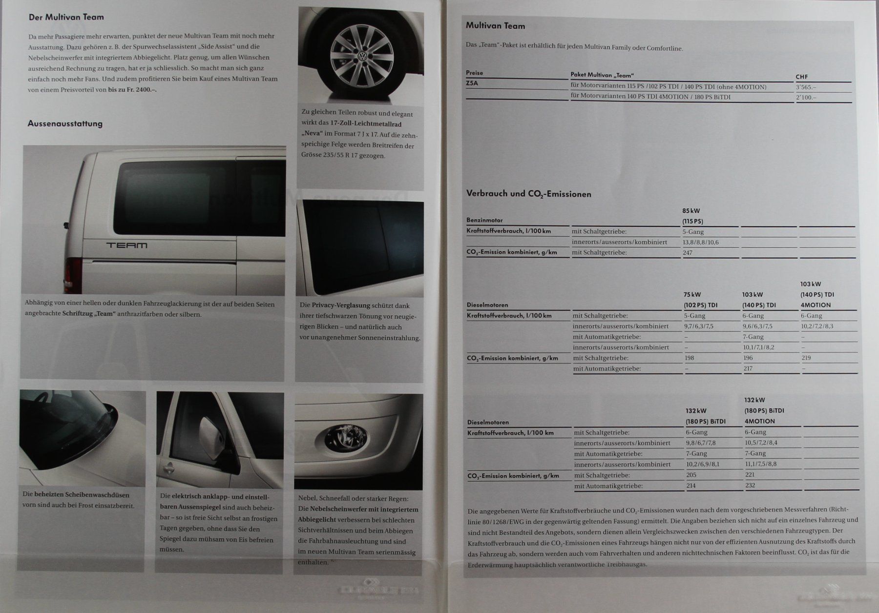VW Dokumente: ORIGINAL PROSPEKT | VW T6 - MULTIVAN TEAM | AB 03.2010 – Gebraucht aus Unterägeri von GIGOLOLIT 2