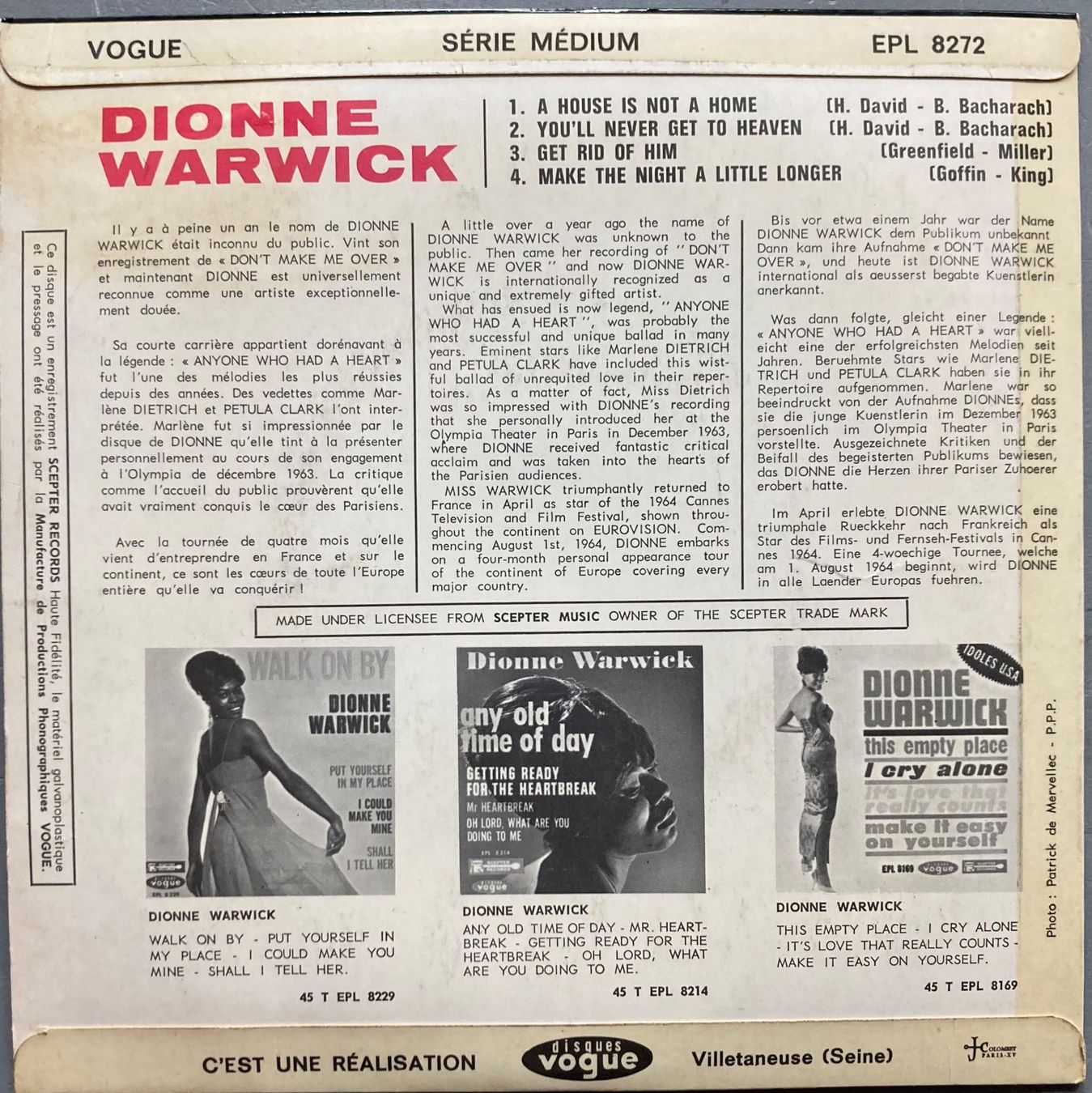 Schallplatten: DIONNE WARWICK - A HOUSE IS NOT A HOME – Gebraucht aus Poliez-Pittet von Newtown-Records 1