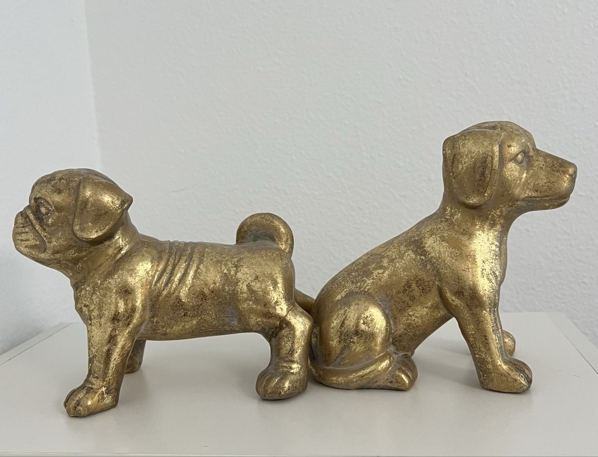 Sculture & Statue: 2er Set Deko-Hunde Gold – Usato da Oberwil b. Zug venduto da Sim_ZG 1