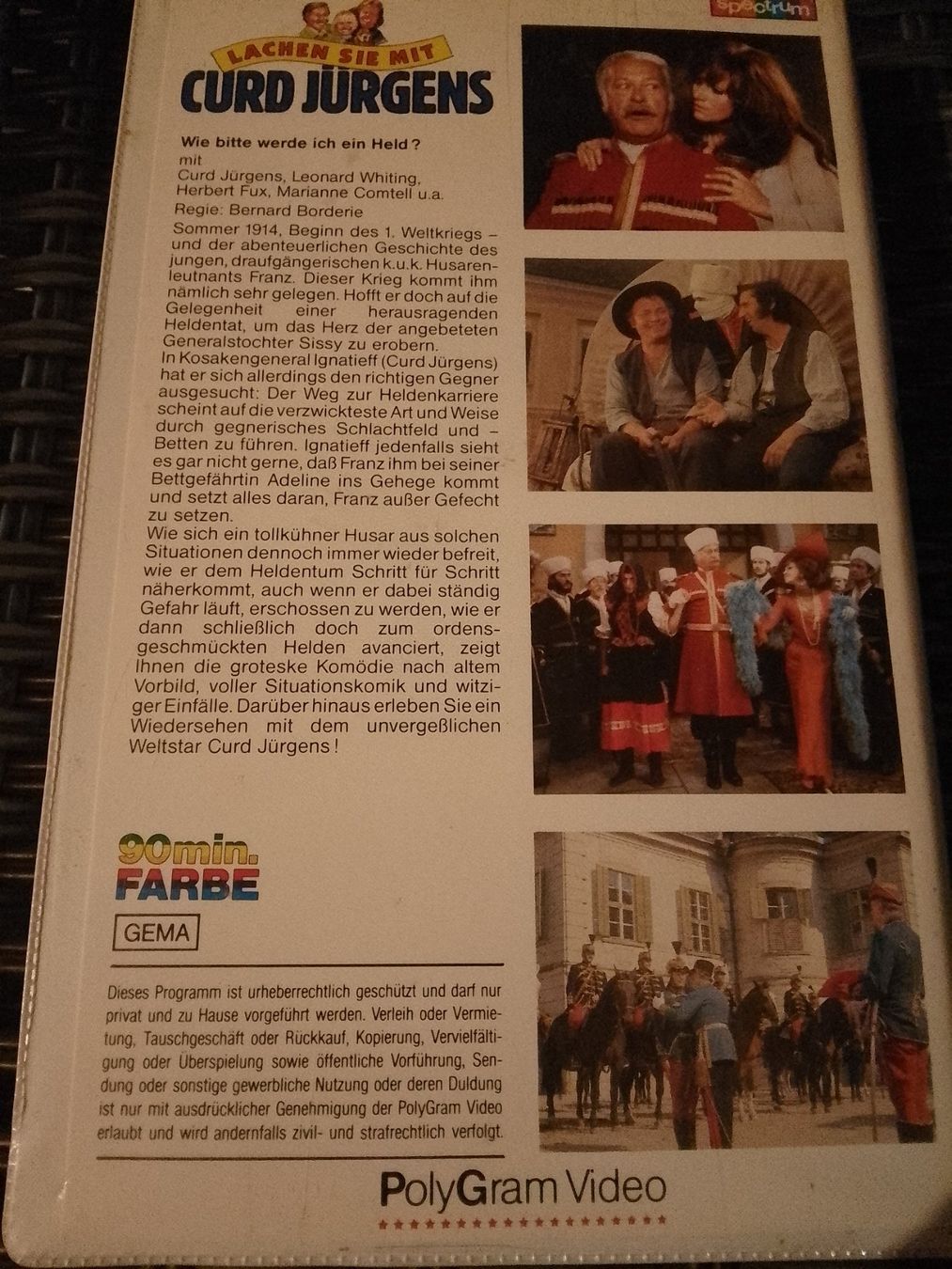 Toutes les VHS: Curd Jürgens wie bitte werde ich ein Held? VHS PolyGram – D'occasion à Remetschwil par Privatflohmi 2
