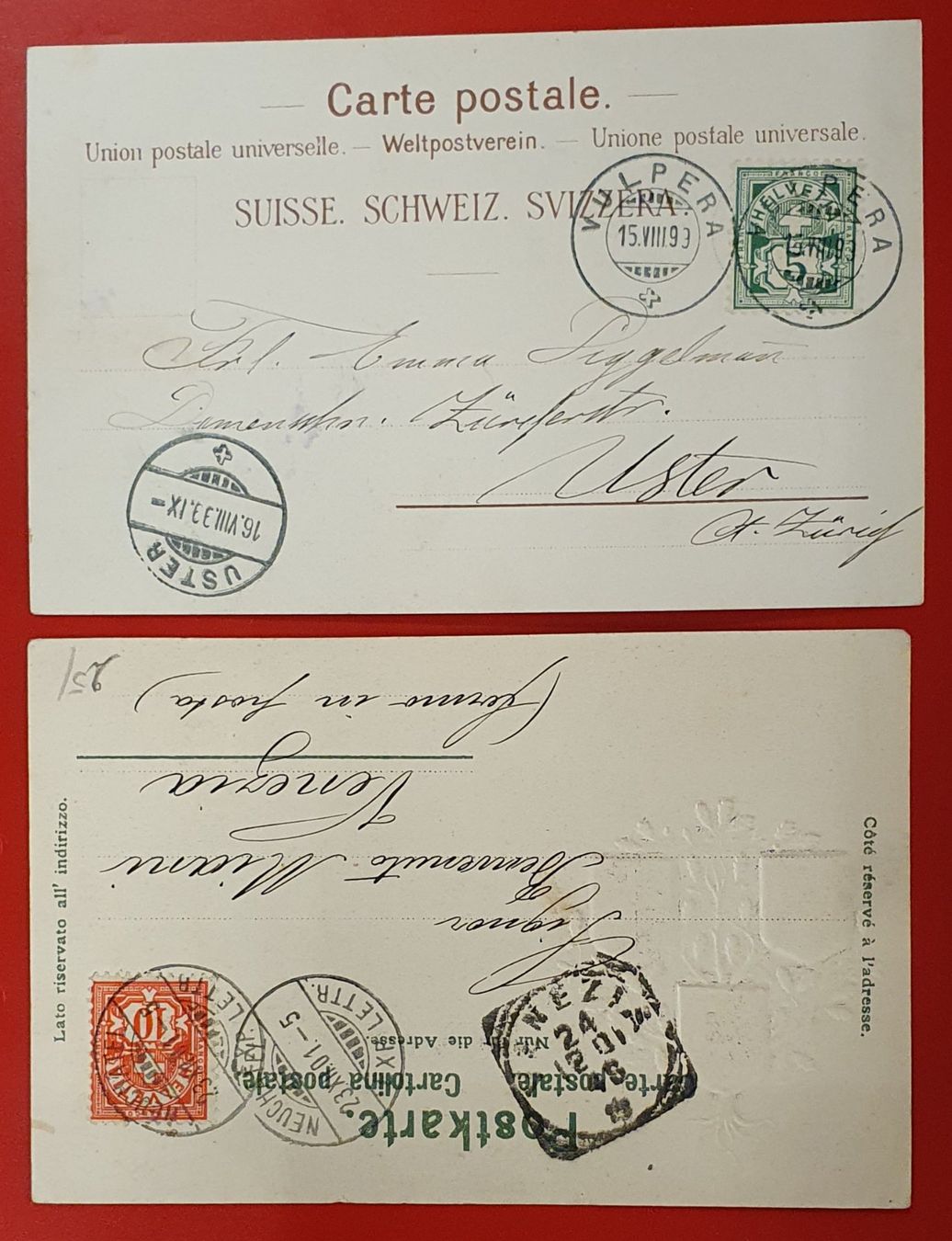 Cartoline postali: 2 Ansichtskarte Neuchatel – Usato da Kreuzlingen venduto da Rschweiz1 1