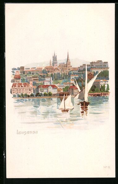 Cartoline postali: Lausanne, Ortsansicht, Segelboote – Usato da Berlin venduto da bartko-reher